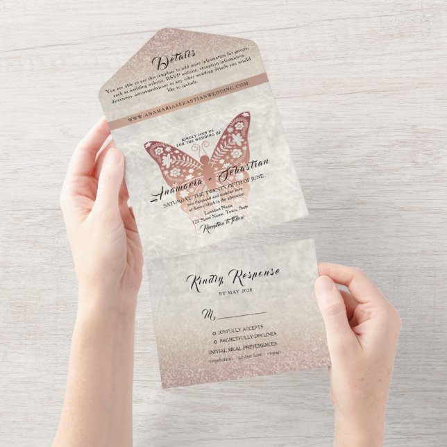 Invitation tout-en-un du Mariage de Parties scinti (Déchirure)