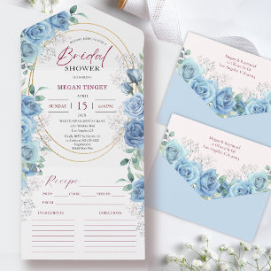 Invitation Tout En Un Dusty Blue Fête des mariées Blue Roses Recette