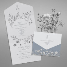 Dusty Blue Floral Mariage All-in-One