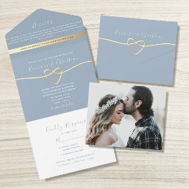 Invitation tout-en-un Dusty Blue Mariage