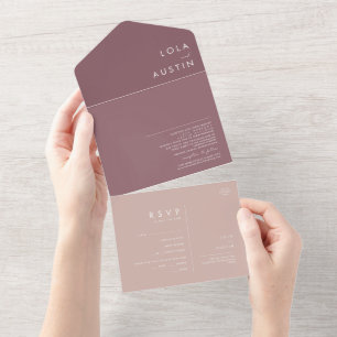 Invitation Tout En Un Dusty Boho   Rose et Violet Seal and Send