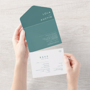 Invitation Tout En Un Dusty Boho   Sceau vert et envoi