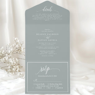 Invitation Tout En Un Dusty Sage Simple Script moderne