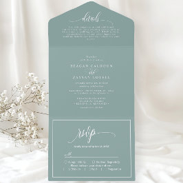 Invitation Tout En Un Dusty Teal Simple Moderne Script