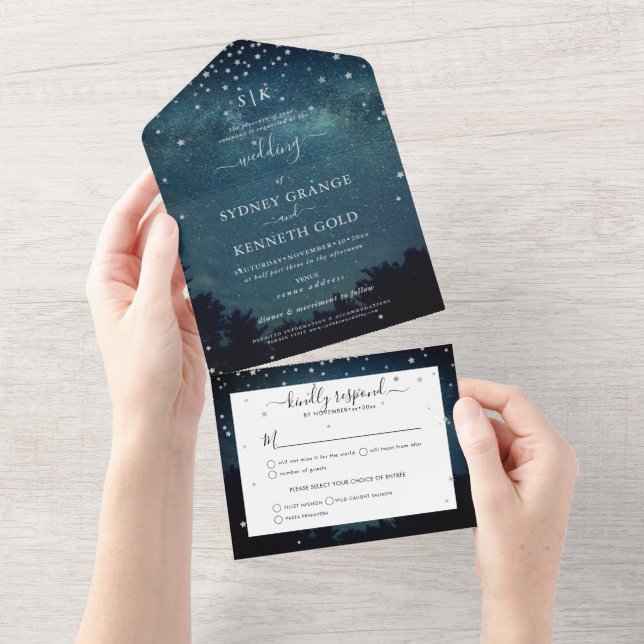 Invitation Tout En Un Écrit dans les étoiles (Déchirure)