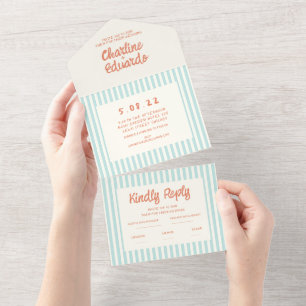 Invitation Tout En Un Écriture manuscrite Pastel Retro Mariage