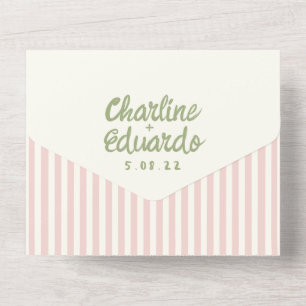 Invitation Tout En Un Écriture manuscrite Pastel Retro Mariage