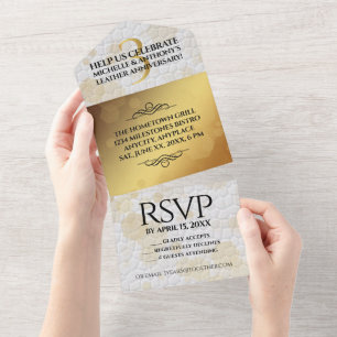 Invitation Tout En Un Élégant 3ème anniversaire de Mariage en cuir