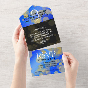 Invitation Tout En Un Élégant 9e anniversaire Mariage Lapis Lazuli