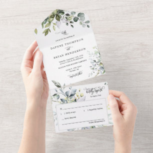 Invitation Tout En Un Elégant Boho Bourgogne Mariage de verdure Photo