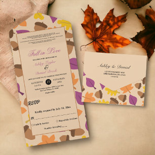Invitation Tout En Un Elegant Boho Fall in Love Automne Floral Mariage