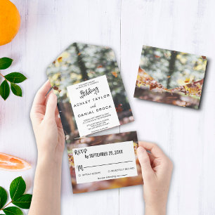 Invitation Tout En Un Élégant chic printemps automne Mariage floral All 
