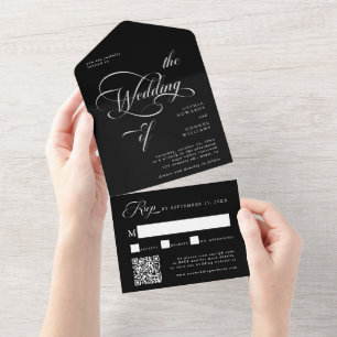 Invitation Tout En Un Élégant Classy Mariage Noir