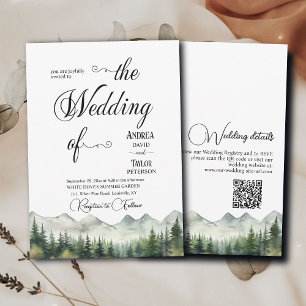 Invitation Tout en Un Élégant Code QR de Calligraphie Mariage