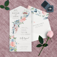 Elégant Dusty Blue et Rose Floral Swag