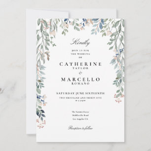 Invitation Tout En Un Élégant Fleurs Sauvages Floral Mariage