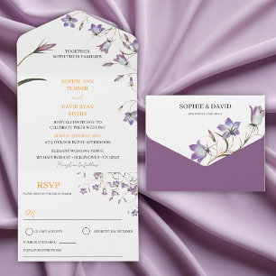 Invitation Tout En Un Élégant floral Bellflower Sceau et Mariage d'envoi