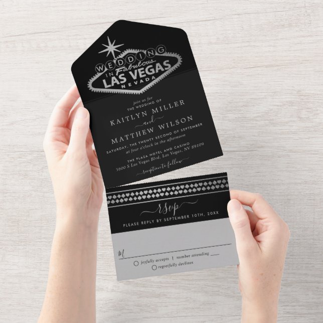 Invitation Tout En Un Elégant Las Vegas Destination Mariage (Déchirure)