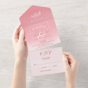 Invitation Tout En Un Élégant Mariage Arrière - plan rose Gradient