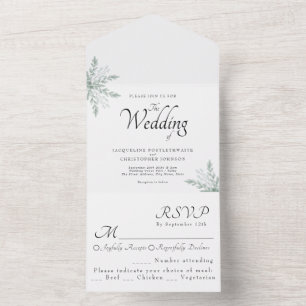 Invitation Tout En Un Elégant Mariage d'aquarelle florale Eucalyptus