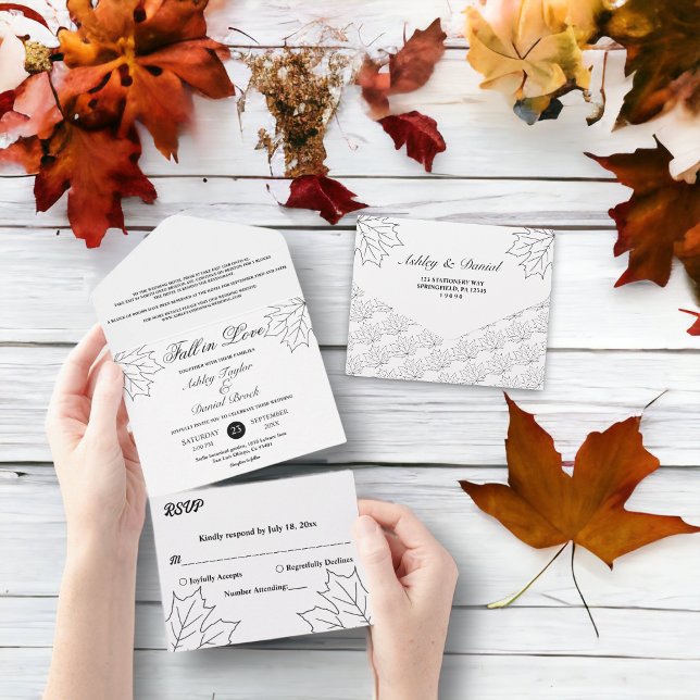 Invitation Tout En Un Élégant Mariage de automne rustique d'érable noir  (Créateur téléchargé)