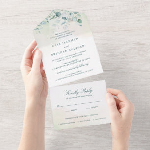 Invitation Tout En Un Élégant Mariage de Botanique au Eucalyptus
