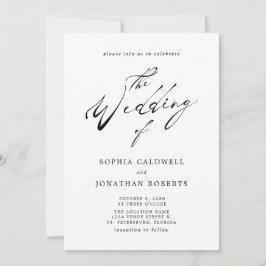 Invitation Tout en un élégant Mariage de calligraphie noire