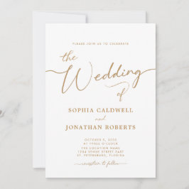 Invitation Tout en un élégant Mariage de calligraphie or