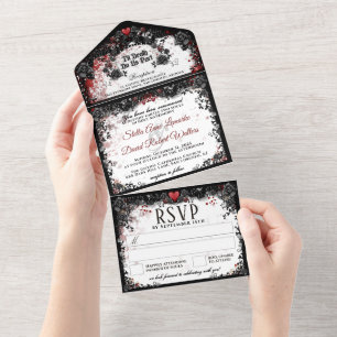 Invitation Tout En Un Élégant Mariage d'Halloween Splatter