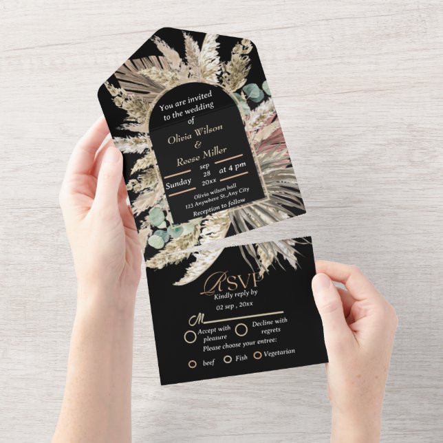Invitation Tout En Un Élégant mariage en terre cuite moderne (Déchirure)