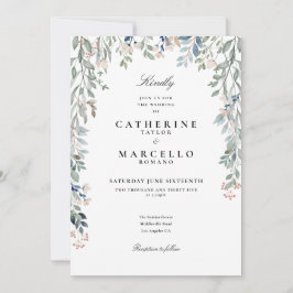 Invitation Tout en un Élégant Mariage Floral Fleur sauvage
