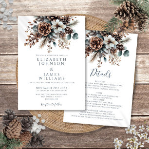 Invitation Tout en un élégant Mariage floral hivernal Pinecon