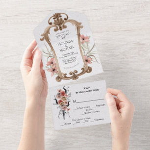 Invitation Tout En Un Élégant Mariage miroir de la reine gothique