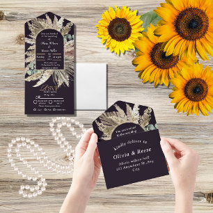 Invitation Tout En Un Élégant mariage moderne boho