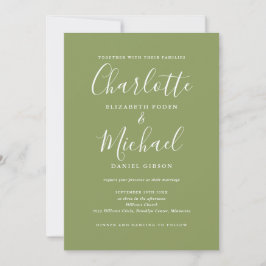 Invitation Tout en un élégant Mariage moderne Moss Green
