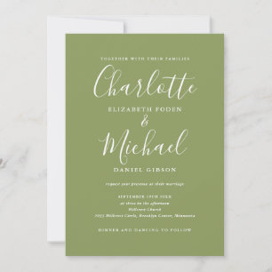Invitation Tout en un élégant Mariage moderne Moss Green