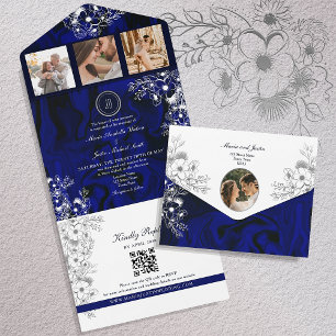 Invitation Tout En Un Élégant Mariage Royal Blue