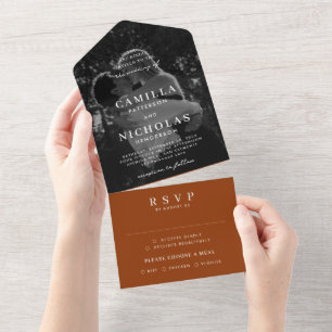 Invitation Tout En Un Élégant Mariage RSVP photo Classy