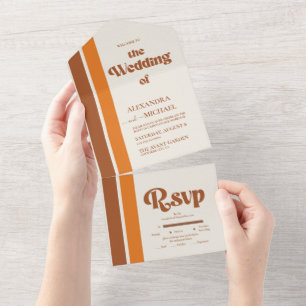 Invitation Tout En Un Élégant Mariage Whimsical en terre cuite