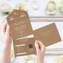 Invitation Tout En Un Élégant moderne minimal lumière Brown islamique Ni