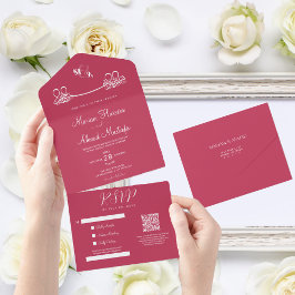 Invitation Tout En Un Élégant moderne minimal Viva Magenta Islamic Nikah