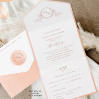 Élégant Monogramme et Mariage d'aquarelle de pêche