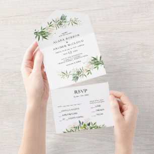 Invitation Tout En Un Elégant Olive Verdure Sceau Et Envoyer