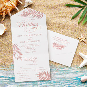Invitation Tout En Un Élégant Rose Gold Tropical Mariage