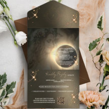 Élégant Sepia Solar Eclipse Mariage photo personna