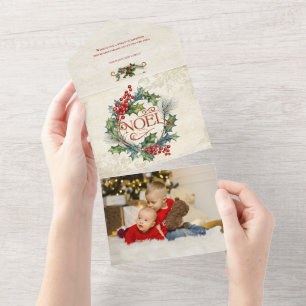Invitation Tout En Un Élégant Style Orné Vintage Noel Floral