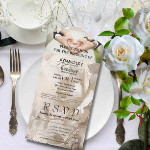 Invitation Tout En Un Élégant style Vintage Rose blanche Photo E-mail
