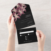 Elégant Vintage Floral Orchidée violet noir Mariag