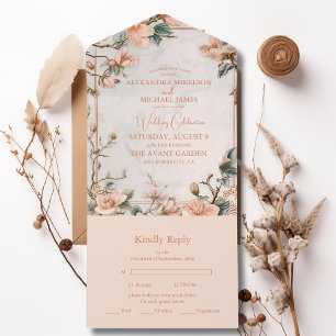 Invitation Tout En Un Elégant Vintage Ornament  cadre Mariage