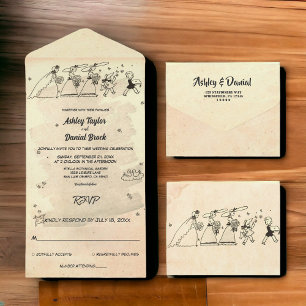 Invitation Tout En Un Elégant Vintage rétro vieux rustique élégant Maria